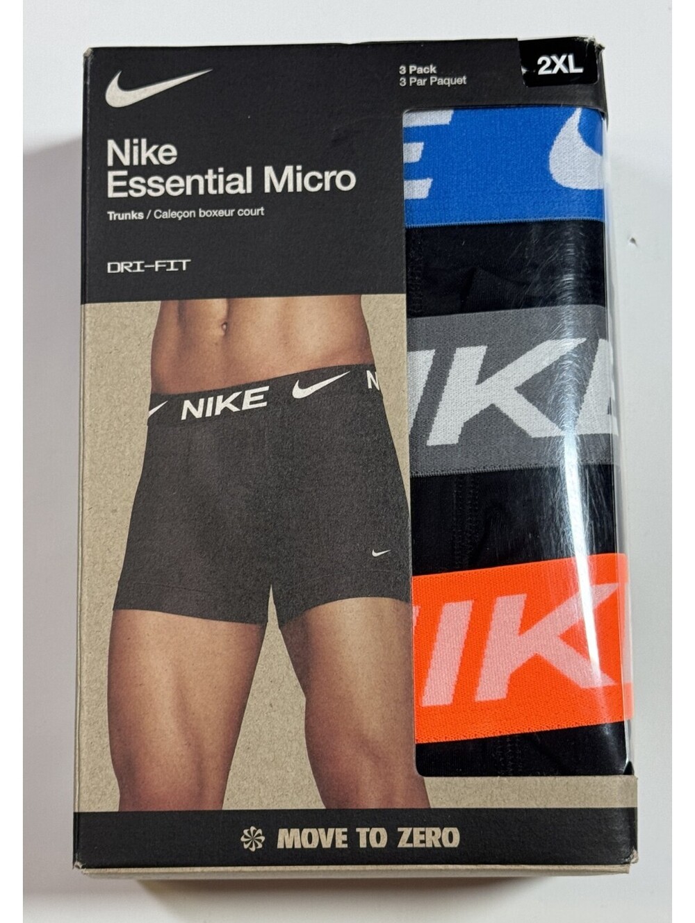 Nike Essential Micro Trunks Dri-FIT Black Underwear 3 Pack Mens 2XL KE1156